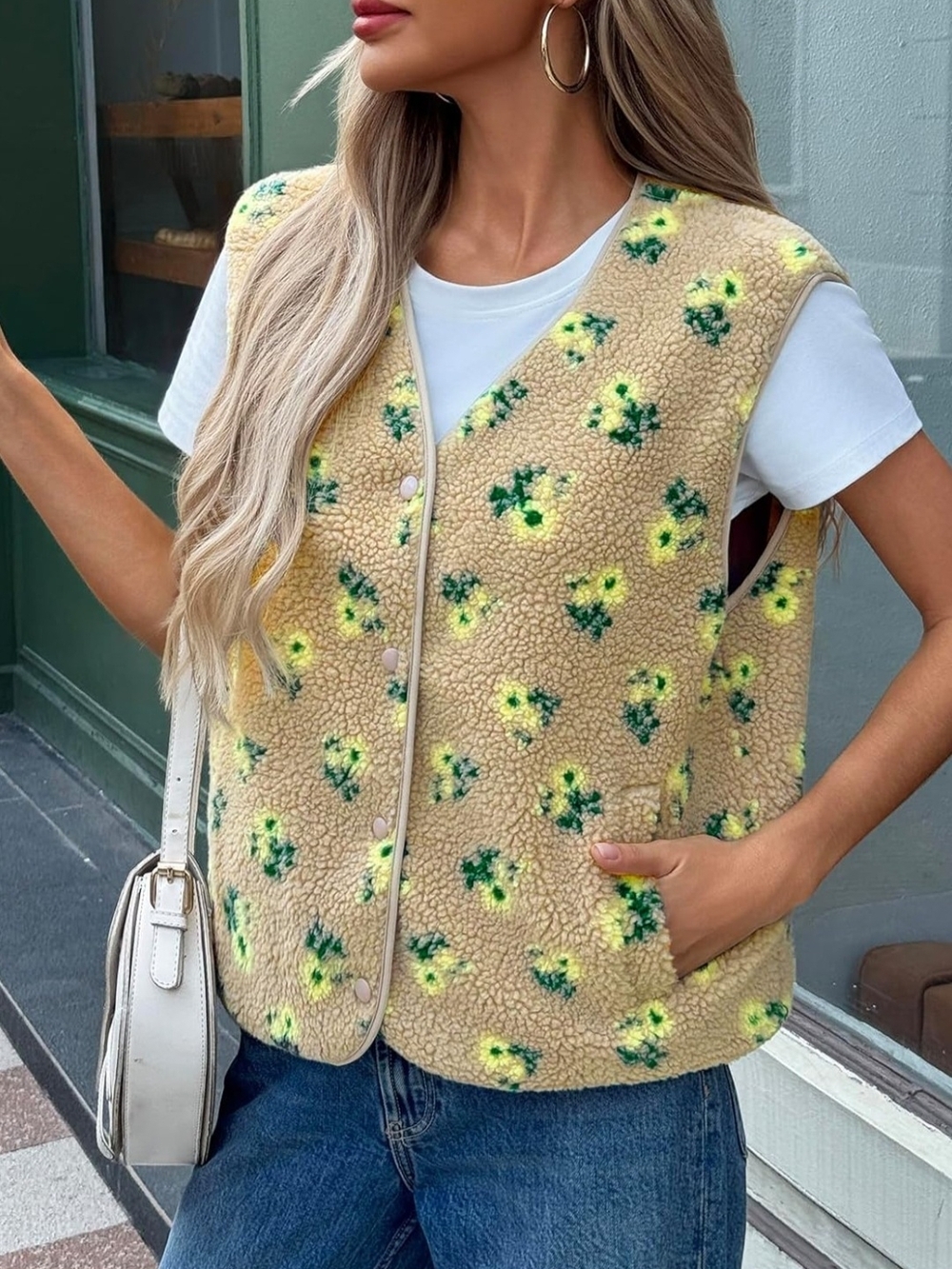 NWT Cicy Bell Floral Sherpa‎ Vest – XL | Cozy Cottagecore Teddy Vest
